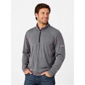 Ariat FR Polartec Quarter Zip Pullover Shirt XXL Gray Flame Resistant Workwear